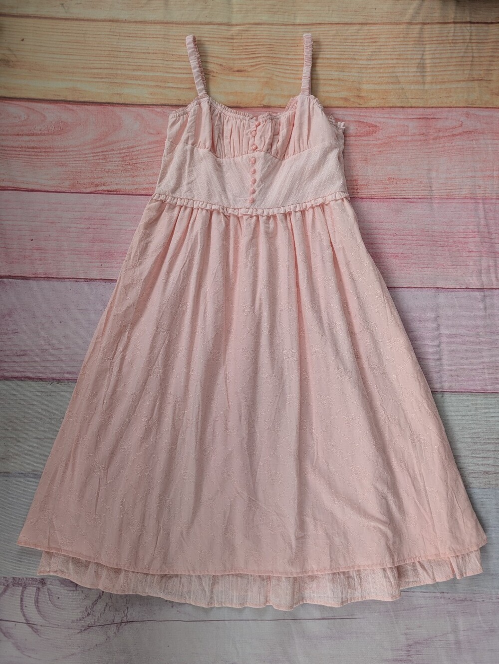NWT Commense Pink Lace Up Cottagecore Midi Dress XL